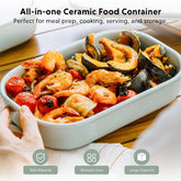 BUYDEEM CT3008 Ceramic Food Storage Container With Airtight Lid Stackable Bento Lunch Box 1L